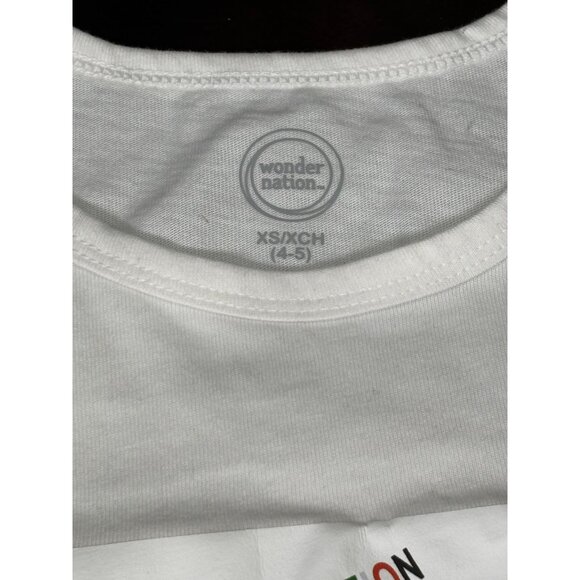 Conjoined White Sleeveless Tank Tops "Evolution Of Justice" Wonder Nation XS 4/5 - Picture 3 of 3